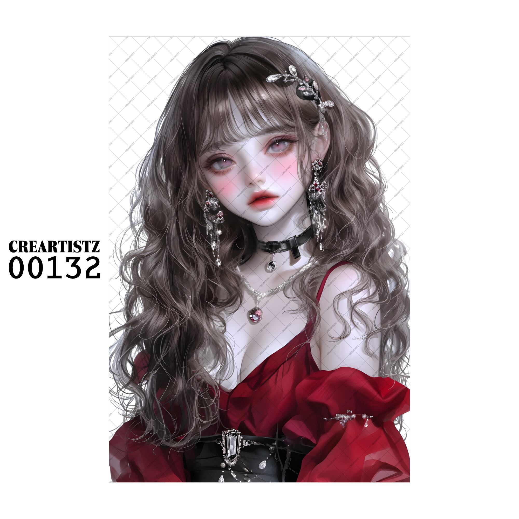 00132 ガール キュート オリジナル ペーパー/ステッカー 4枚セット CREARTISTZ