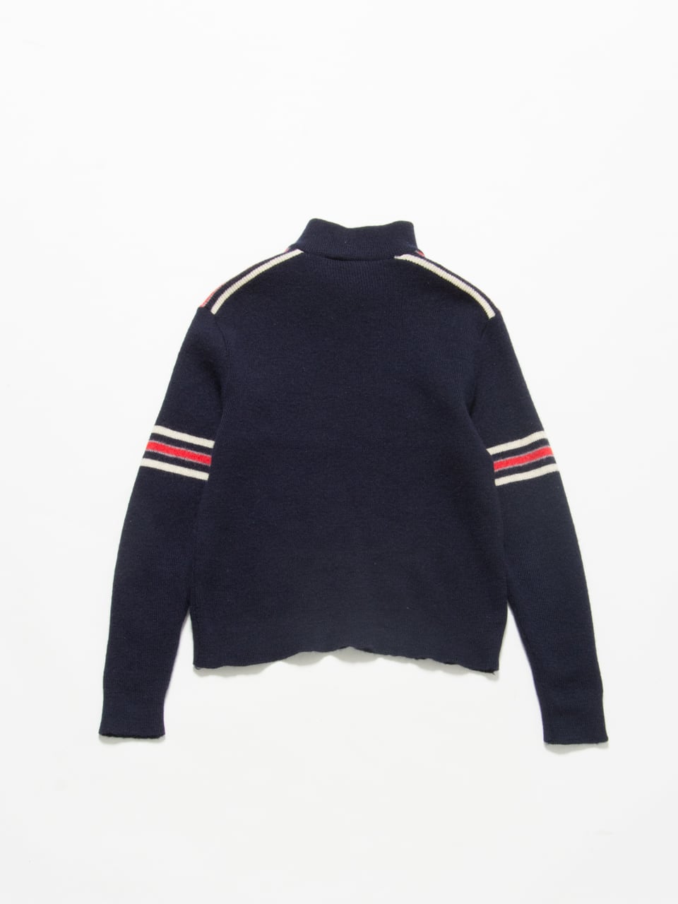 【Made in France】100% wool half-zip high neck knitted pullover（フランス製ハーフジップハイネックウールニットプルオーバー）1c