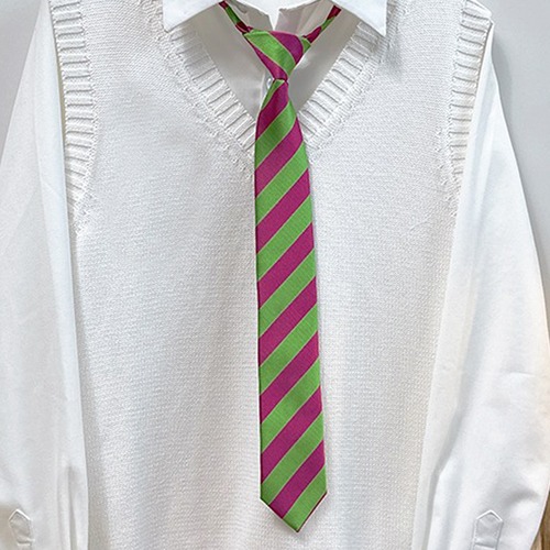 コスプレアイテム ピンク グリーン ボーダー ネクタイ ★スプラコスや創作コス等に! ★受注品★