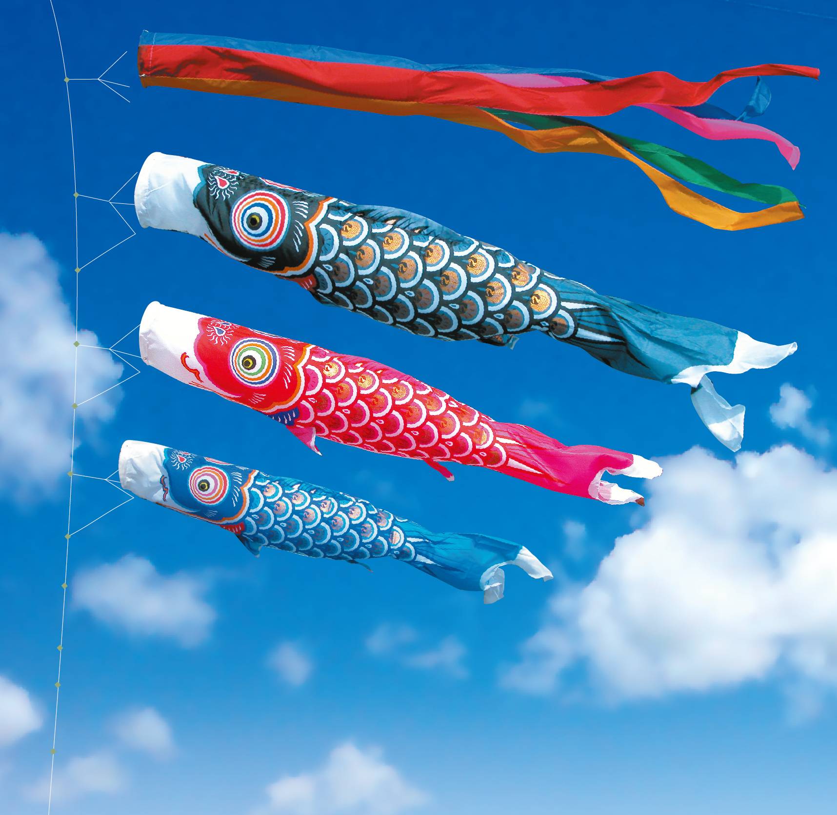 ゴールド鯉大型セット　８M６点セット（徳永鯉のぼり）