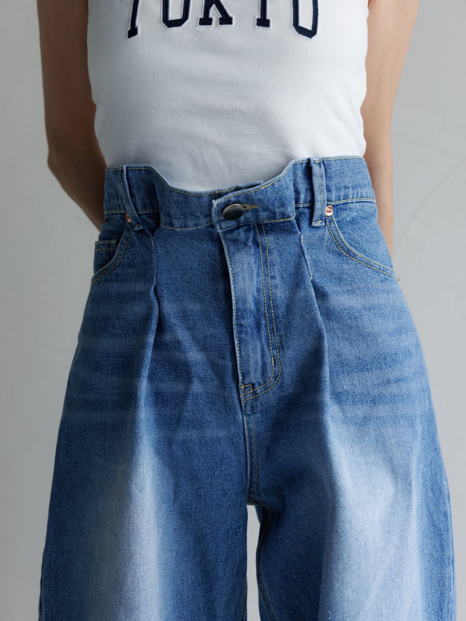 fete♡Tucked Denim Pants タックデニムパンツ S 6/19Fri.20Sat.NAGOYA POPUP再販開始!!】Tucked Denim Pants タック