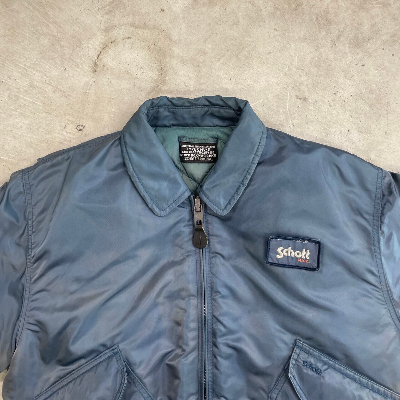Civilian Schott CWU-R Type Padded Military Flight Jacket, Men's Size XL unclear navy blue type Vintage Second Hand