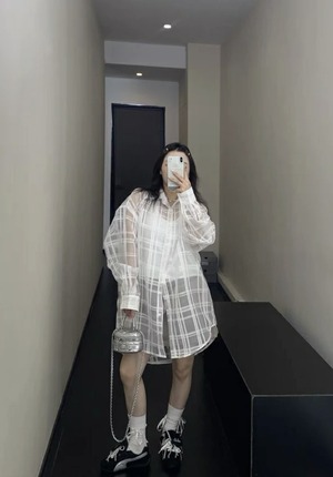 OISIS002 チェック柄メッシュシャツ