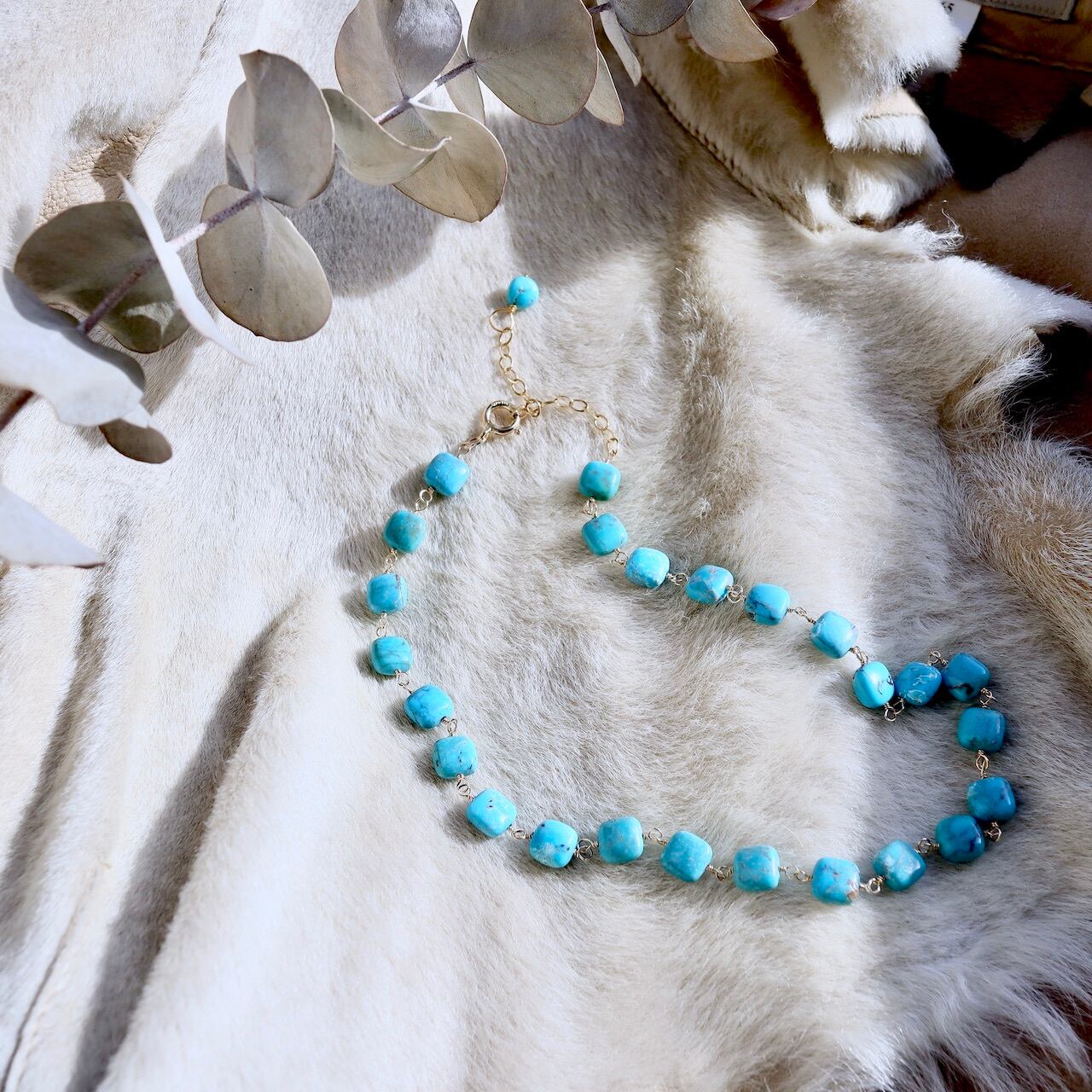 Square Tuquoise Necklase | koaniani