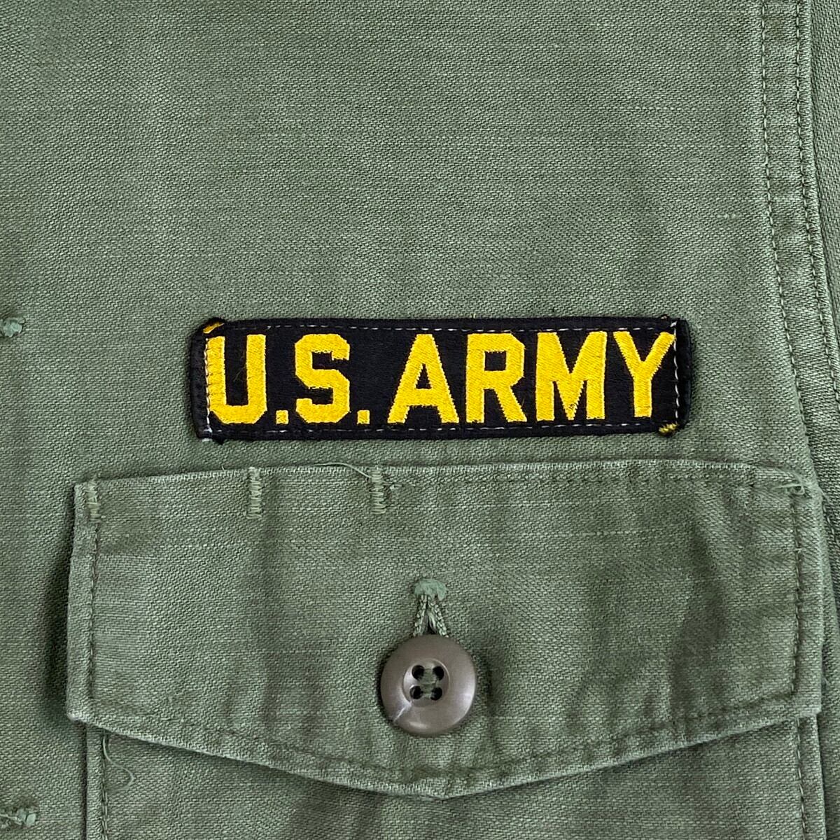 60年代 U.S.ARMY 米軍実品 OG-107 ユーティリティシャツ メンズS相当