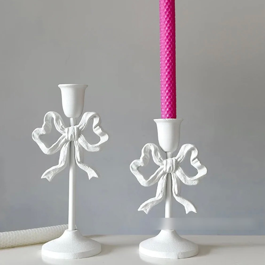 やさしい灯り｜ホワイトリボンキャンドルホルダー | moncoffret