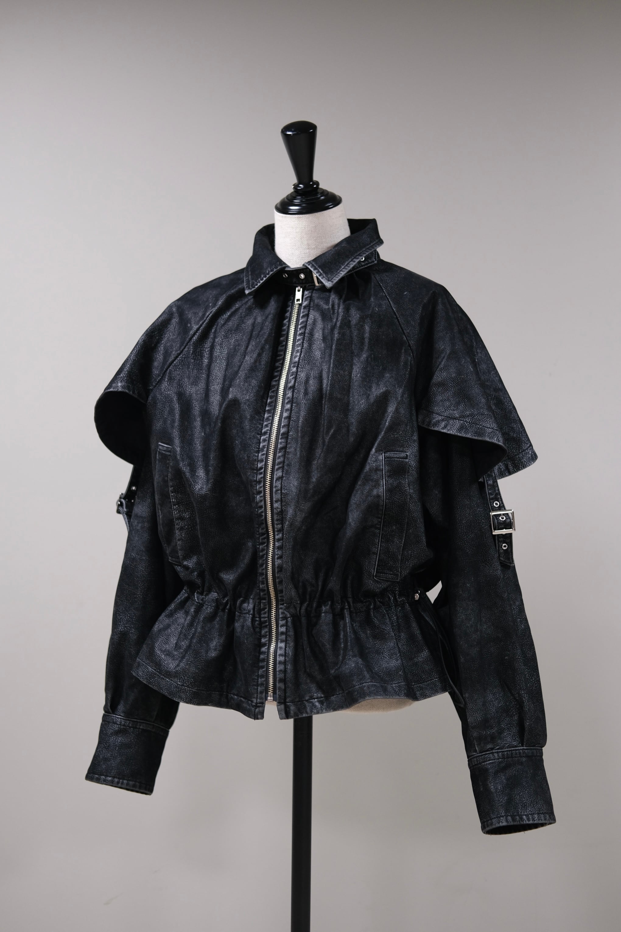 ジャケット・アウター tanaka daisuke Knight jacket Tanaka Daisuke】drawstring fade leather blouson | loop