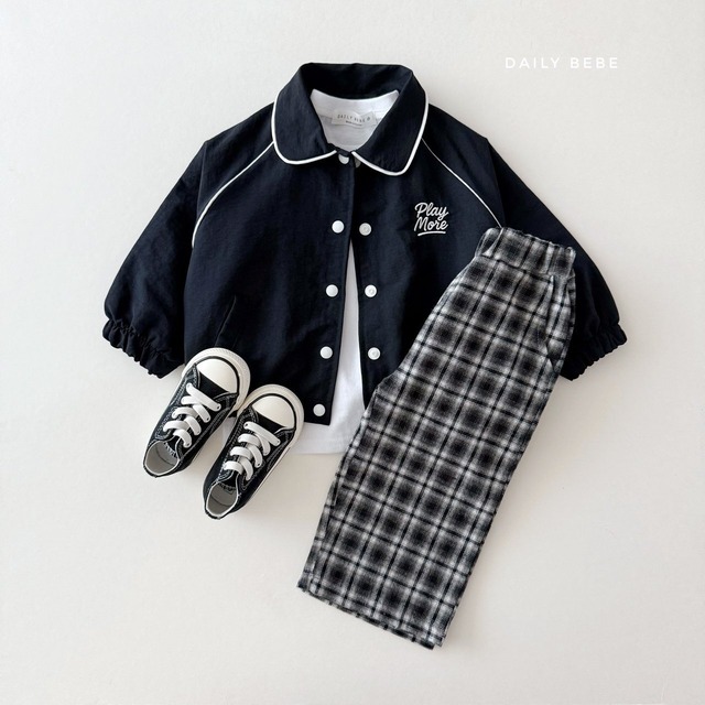 [即納S]≪DAILYBEBE≫check school pants black 8