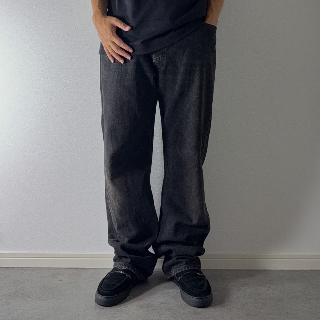 00s Levi's 505 black denim pants "made in USA" [W35.5L32相当] 古着 - 16