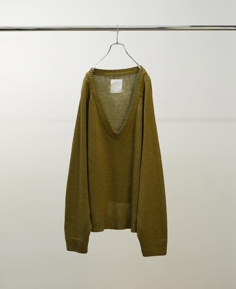トップス ANCELLIM 25aw UV NECK KNIT 25AW】ANCELLM UV NECK KNIT (LIME) ANC-KN16 | IAAAM ONLINE STORE