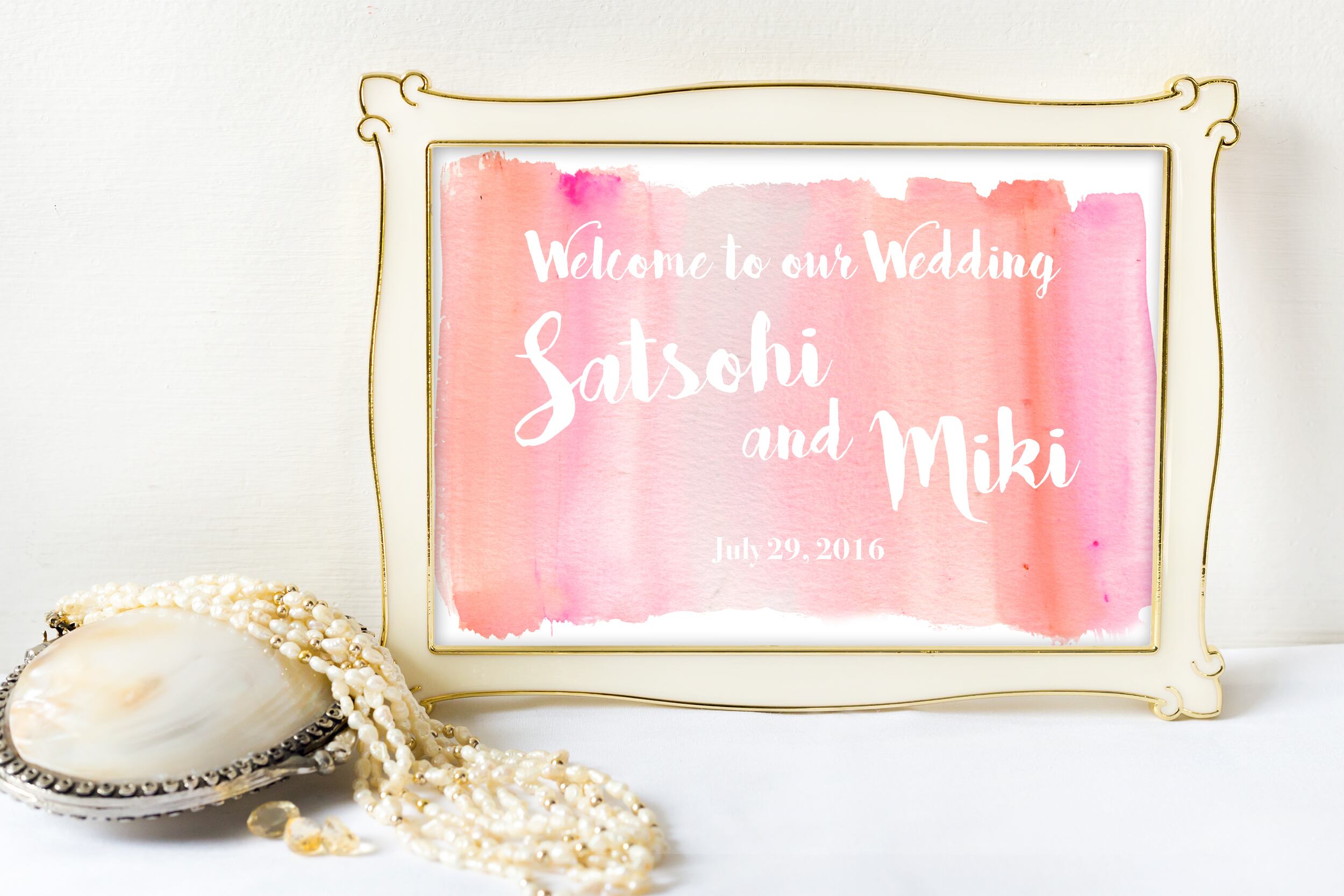 【水彩ピンク】カスタム可能♡オーダーメイドウェルカムボード│インテリア ウェディングサイン 結婚式