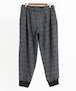 Plaid Pattern Rib Jogger Pants　Black