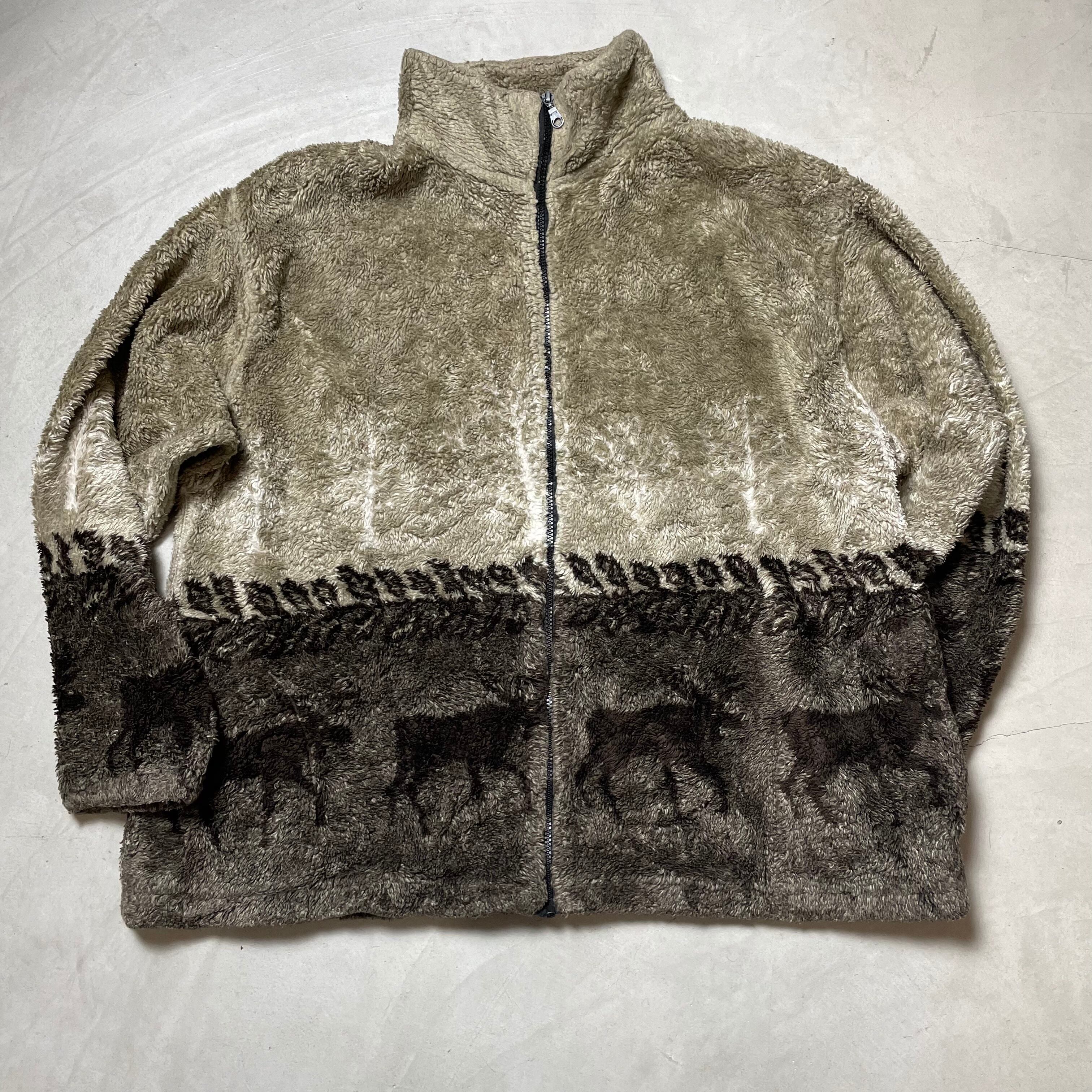 BLACK MOUNTAIN 総柄 フリースジャケット USA製 古着 【フリースジャケット】