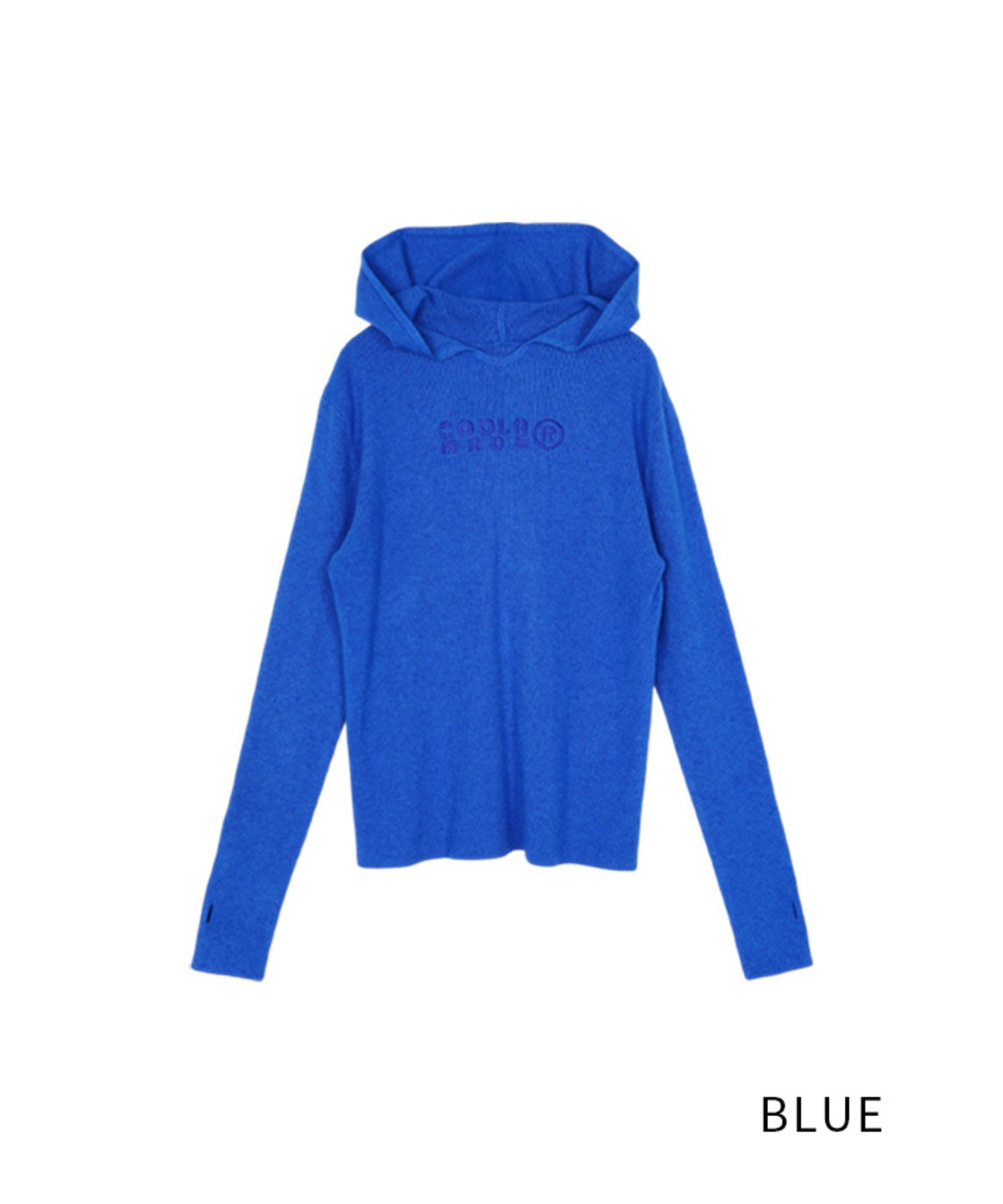 COOLA MADE®エンブロイダリーニットフーディー (BLUE) CQ-47082