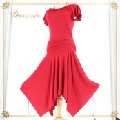 社交ダンス 衣装 ラテン ドレス ワンピース レッスンウェア パーティドレス レディースICHIOKU イチオク レッド系 無地 赤 ステージ衣装 エレガント おしゃれ 発表会 踊りやすい 目を引く デザイン シンプル スリット 動きやすい 伸びる フィット 柔らかい 快適 高品質 ダンス用 リハーサル フォーマル