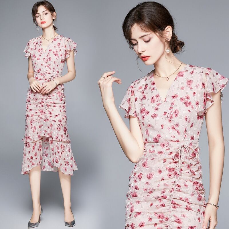 【dress】フリル花柄ワンピース M31388