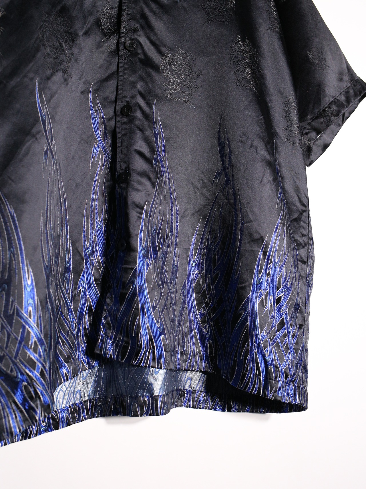 tribal fire and dragon pattern glossy s/s shirt - 11