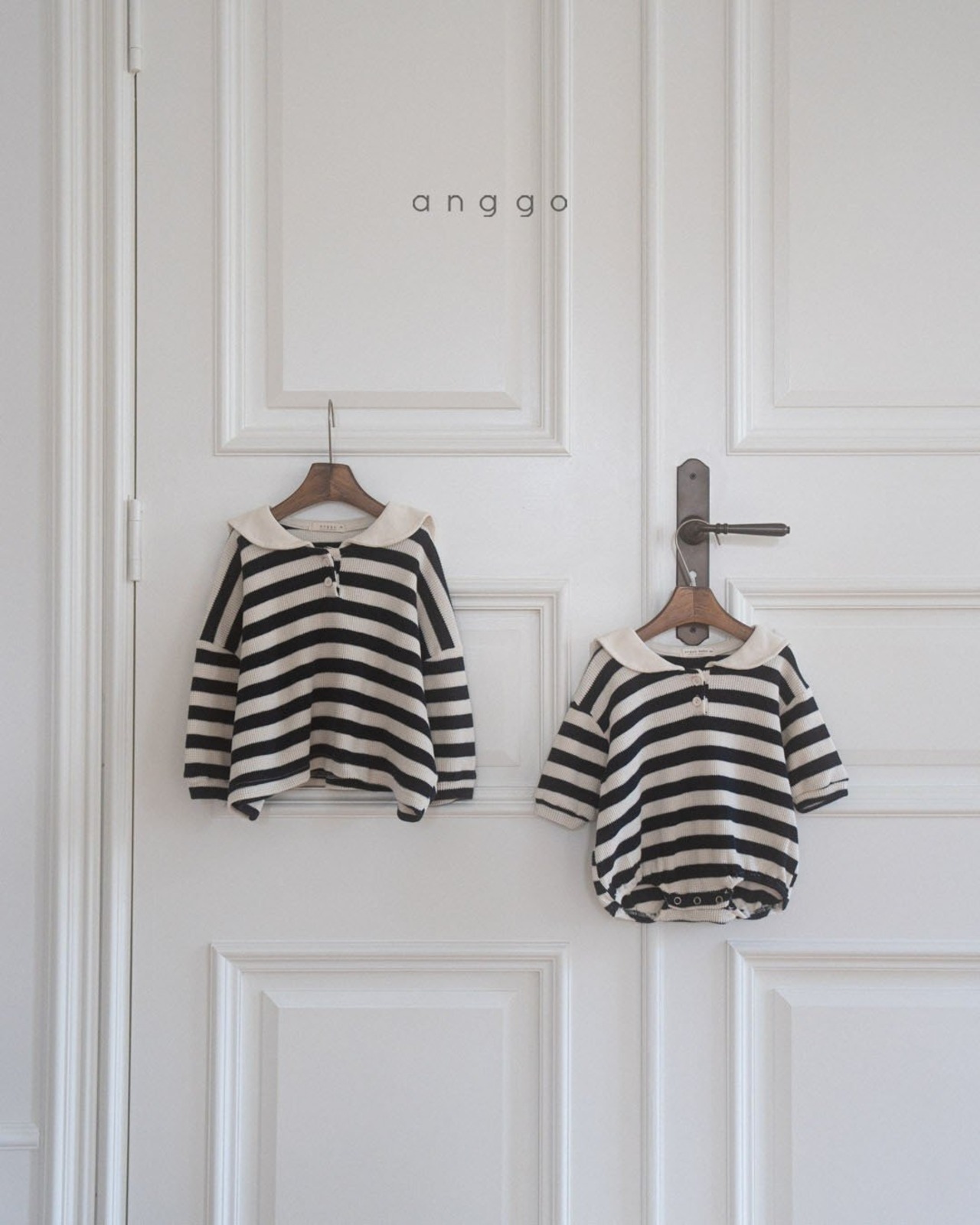 【anggo】セーラーワッフルロンパ ベージュ 60〜70cm  241015 - 5