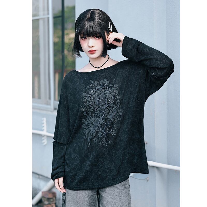 古怪舍---海百合シリーズ】☆チャイナ風トップス☆ Tシャツ 長袖から