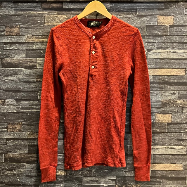 RRL LOGO THERMAL HENLY NECK SHIRT
