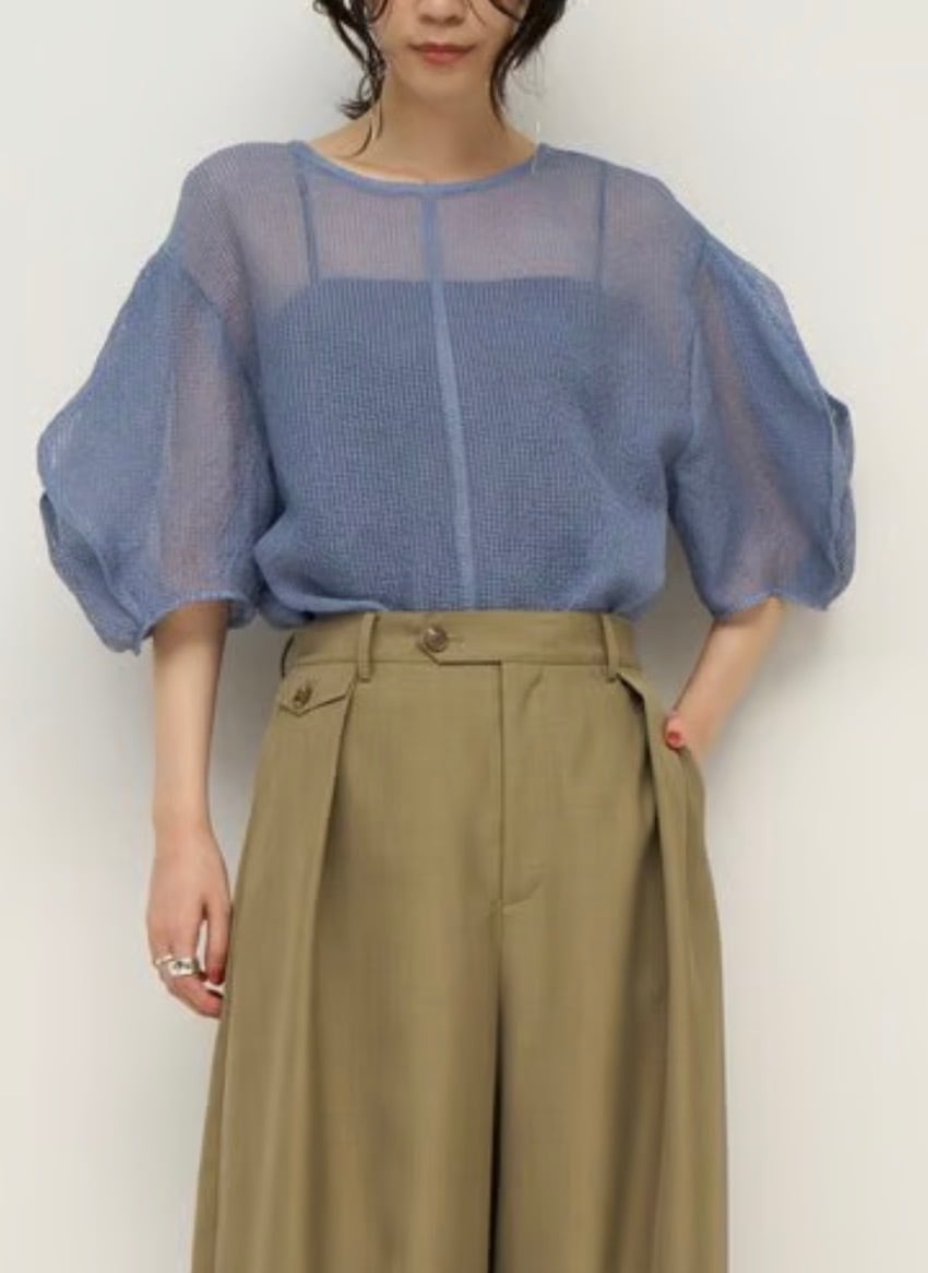 CHIGNON 】シアーチェックボリュームスリーブプルオーバー | valance