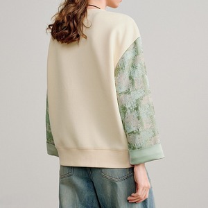 Bicolor Jacquard Sleeve Sweatshirt / バイカラー ジャガード スリーブ スウェット シャツ
