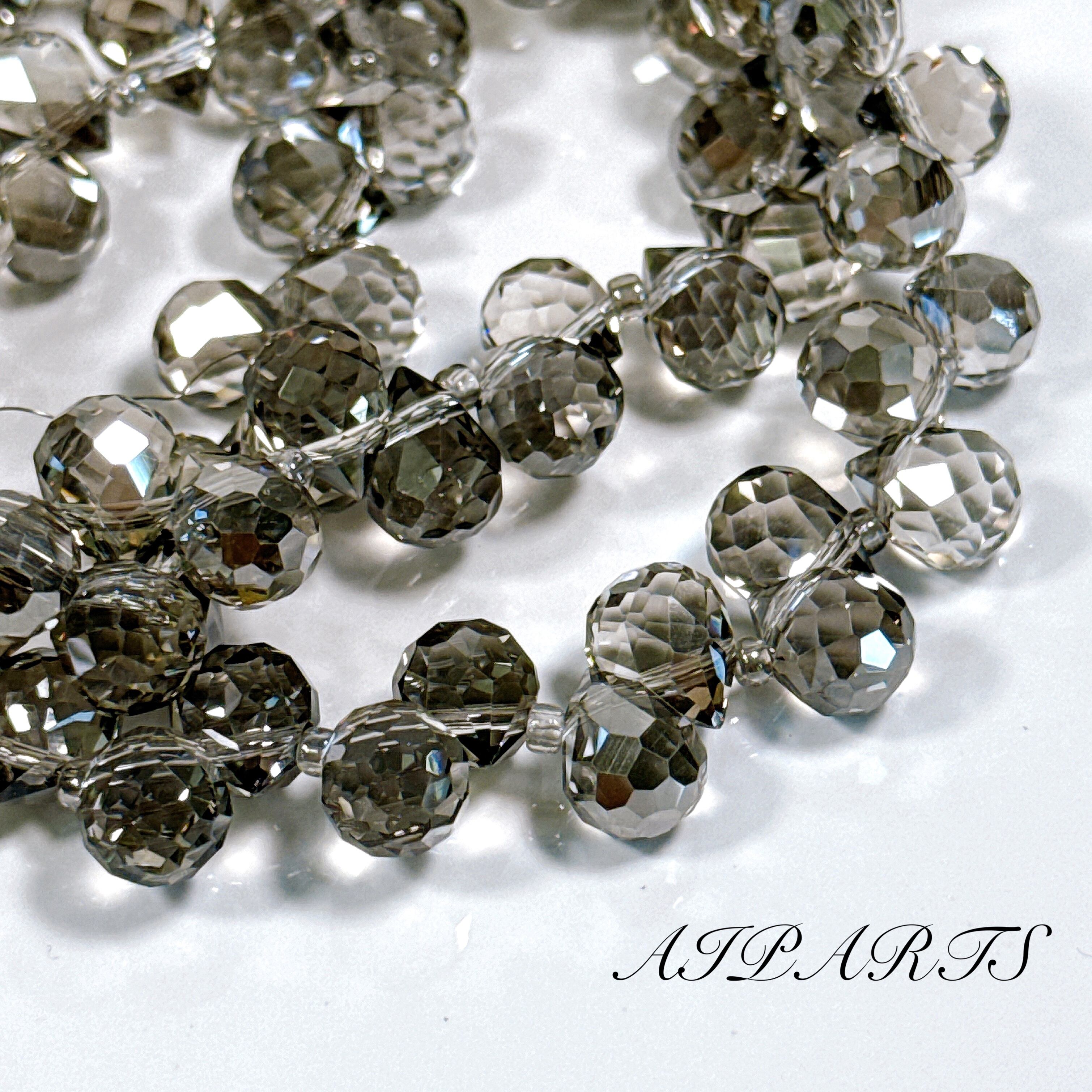 ガラスビーズ 連材 高品質 高級 しずく型 雫 ティアドロップ 多面