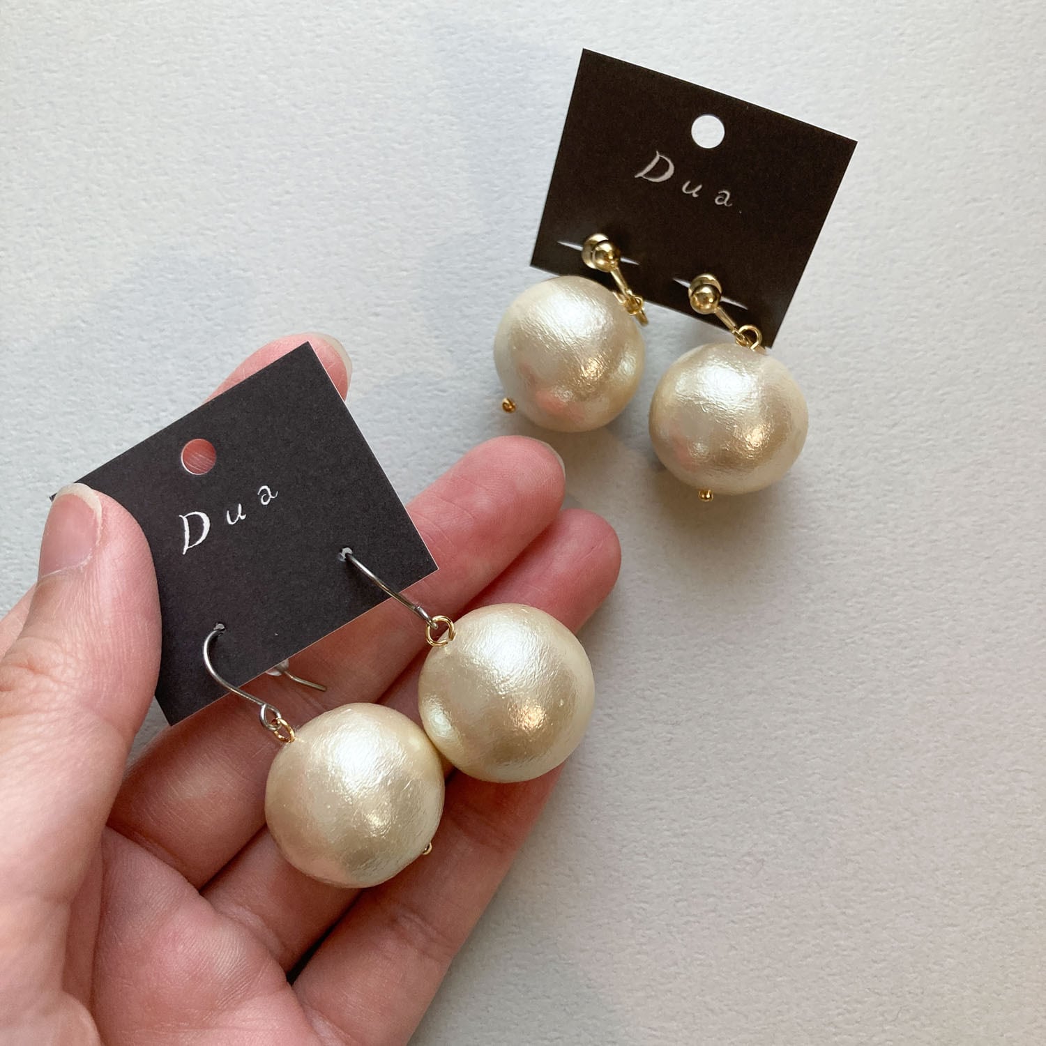 ゆらゆらシンプルコットンパール〈ピアス/イヤリング〉（18mm/20mm