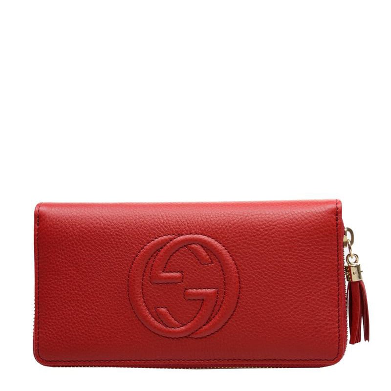 【正規品】GUCCI グッチ 長財布 ラウンドファスナー レッド ロゴプリント GUCCI（グッチ） 送料無料 ファスナー長財布 ラウンドファスナー