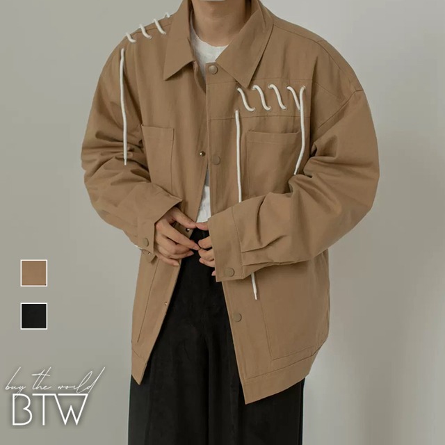 【韓国メンズファッション】ウィップステッチアクセントジャケット カジュアル かっこいい スタイリッシュ 着映え アウター BW2388