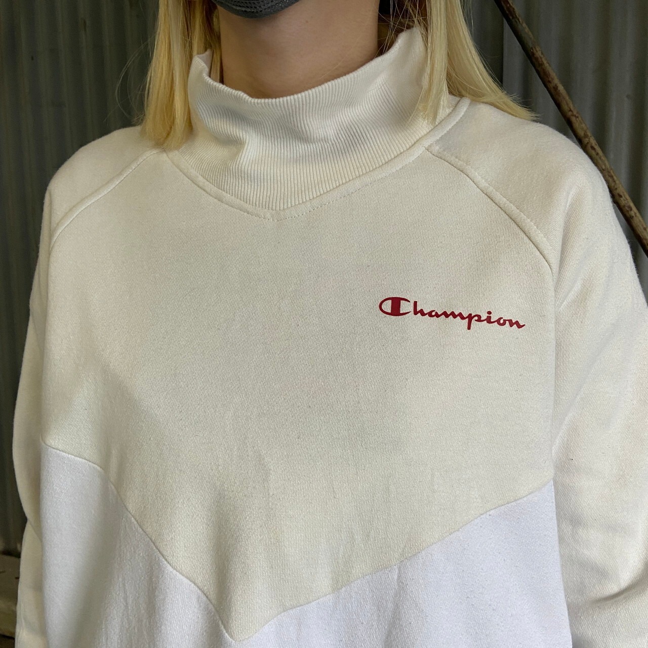 Champion チャンピオン モックネック 切り替え スウェットシャツ 
