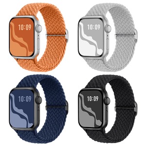 【在庫のみ】【4枚入り】Suitisbest コンパチブル アップルウォッチ バンド 編み込み 49mm 46mm 45mm 44mm 42mm Apple Watch ナイロンバンド 伸縮性 ゴム アップルウォッチ スポーツベルト Ultra 3 2 1 Series 11 10 9 8 7 6 5 4 3 2 1 SEに対応 長さ無段階調整 柔軟 通気 防汗