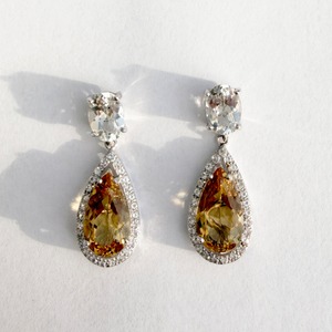 Two Dropピアス　シトリン・ホワイトトパーズ