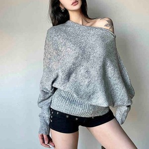 Off-shoulder Knit Tops 502312