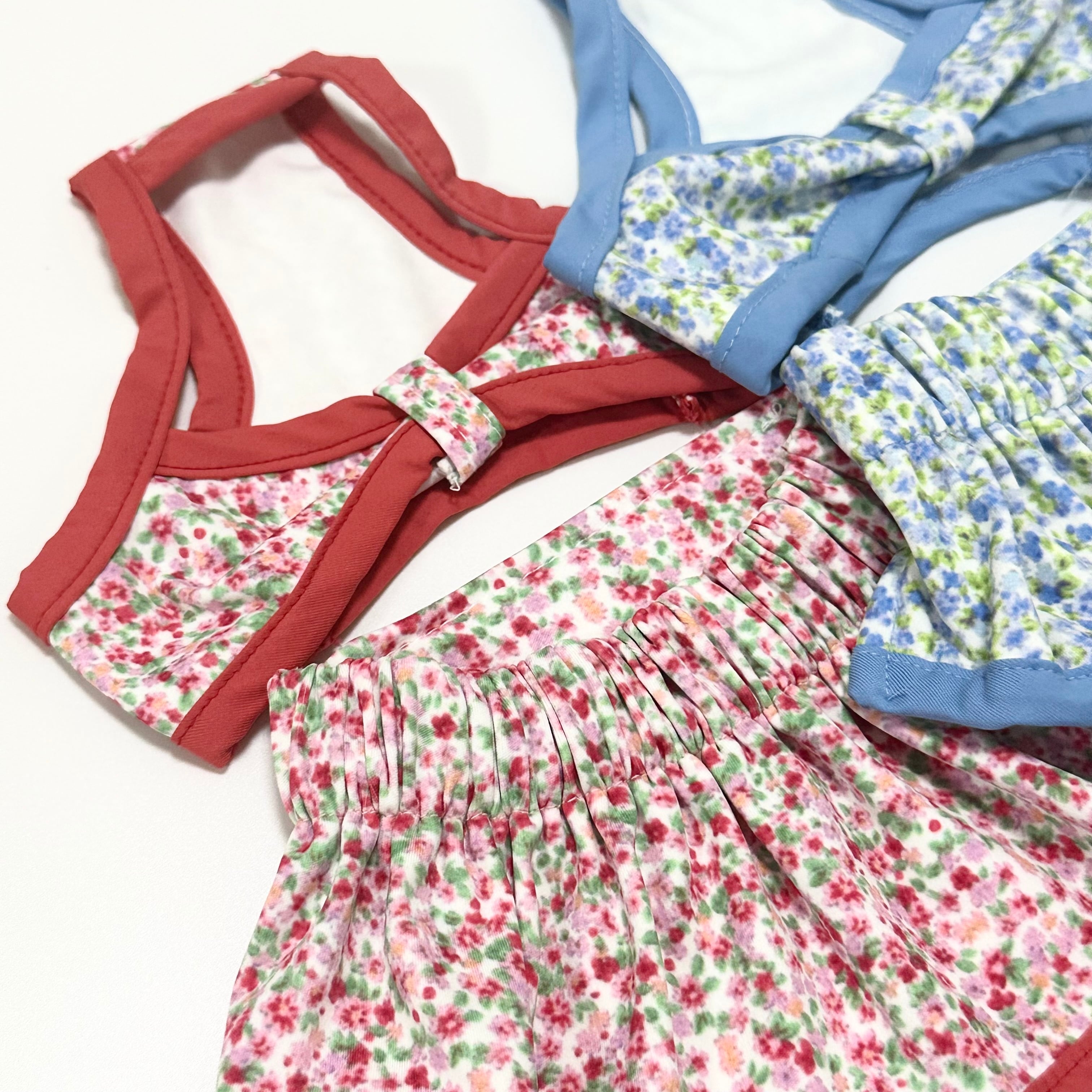 flower bikini 2color S ~ XL  /  犬服 夏 水着 ワンコ服 可愛い 犬の服 ドッグウェア 涼しい ペット 犬 ビキニ 花柄 ラッシュガード お出かけ