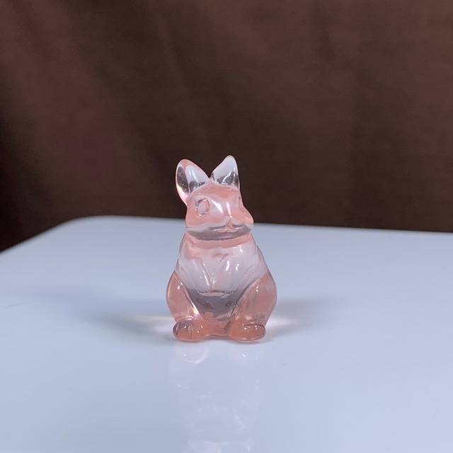 14.超透明☆モザンビーク産ローズクォーツ・うさぎさん