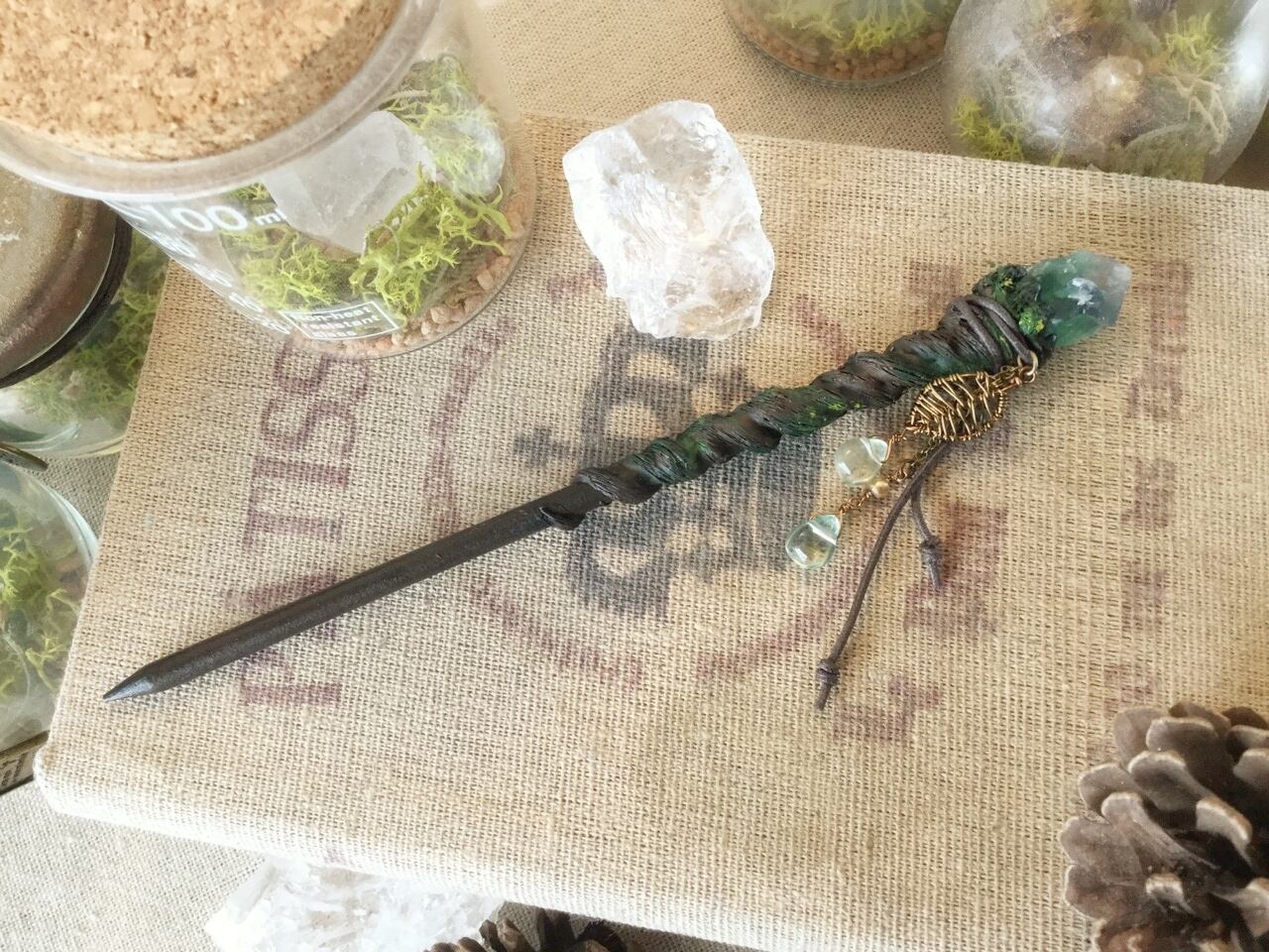 ハンドメイド 木製 フローライトの杖 a9df9ba342e983f7247feccfe39353