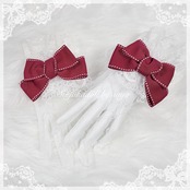 ♡【全3色】MAID フリルレース リボンカフス／お袖留め＆手袋セット red ♡