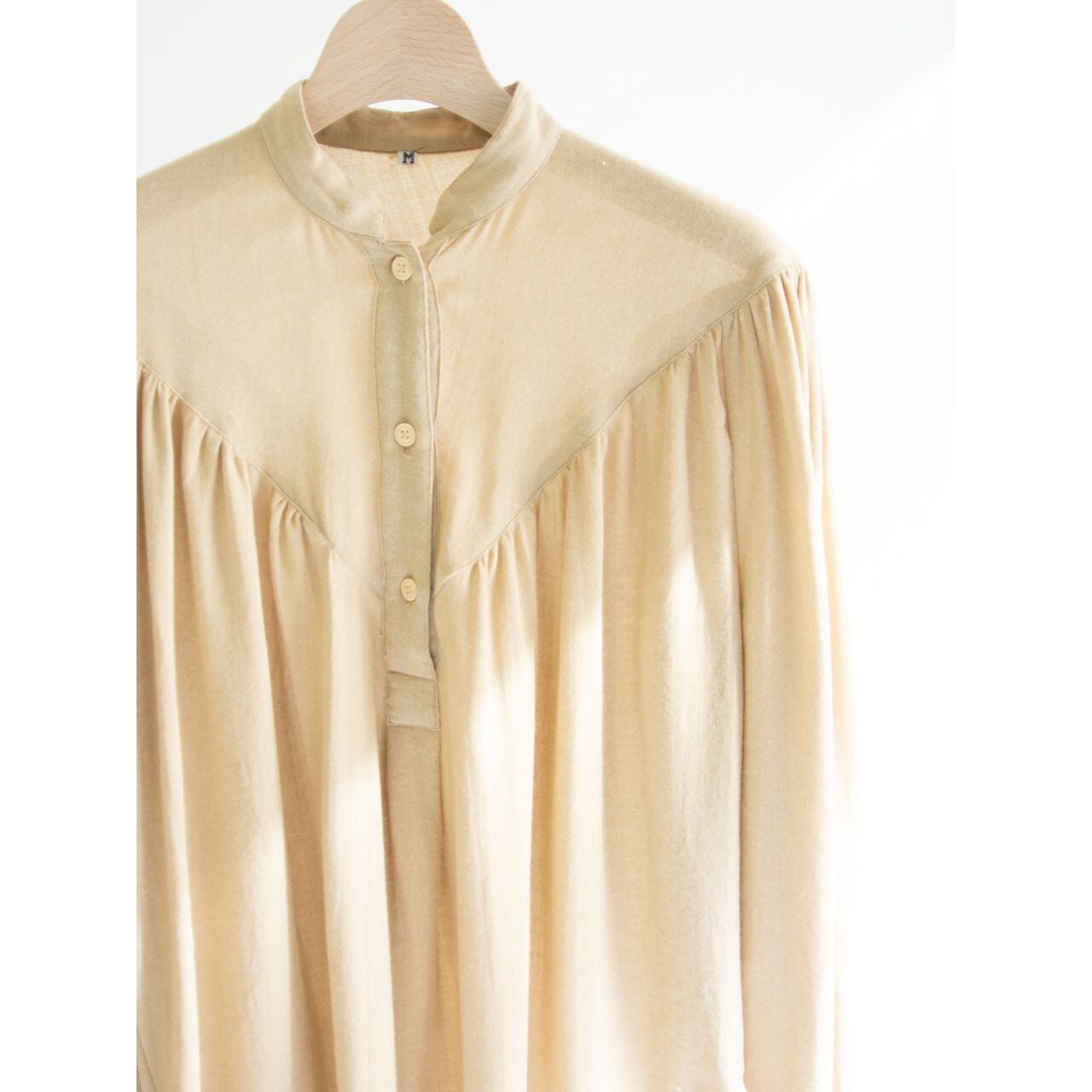 【Unknown Brand】Viscose-Wool Pullover Gather Blouse（ヴィスコースウール プルオーバー ギャザーブラウス）