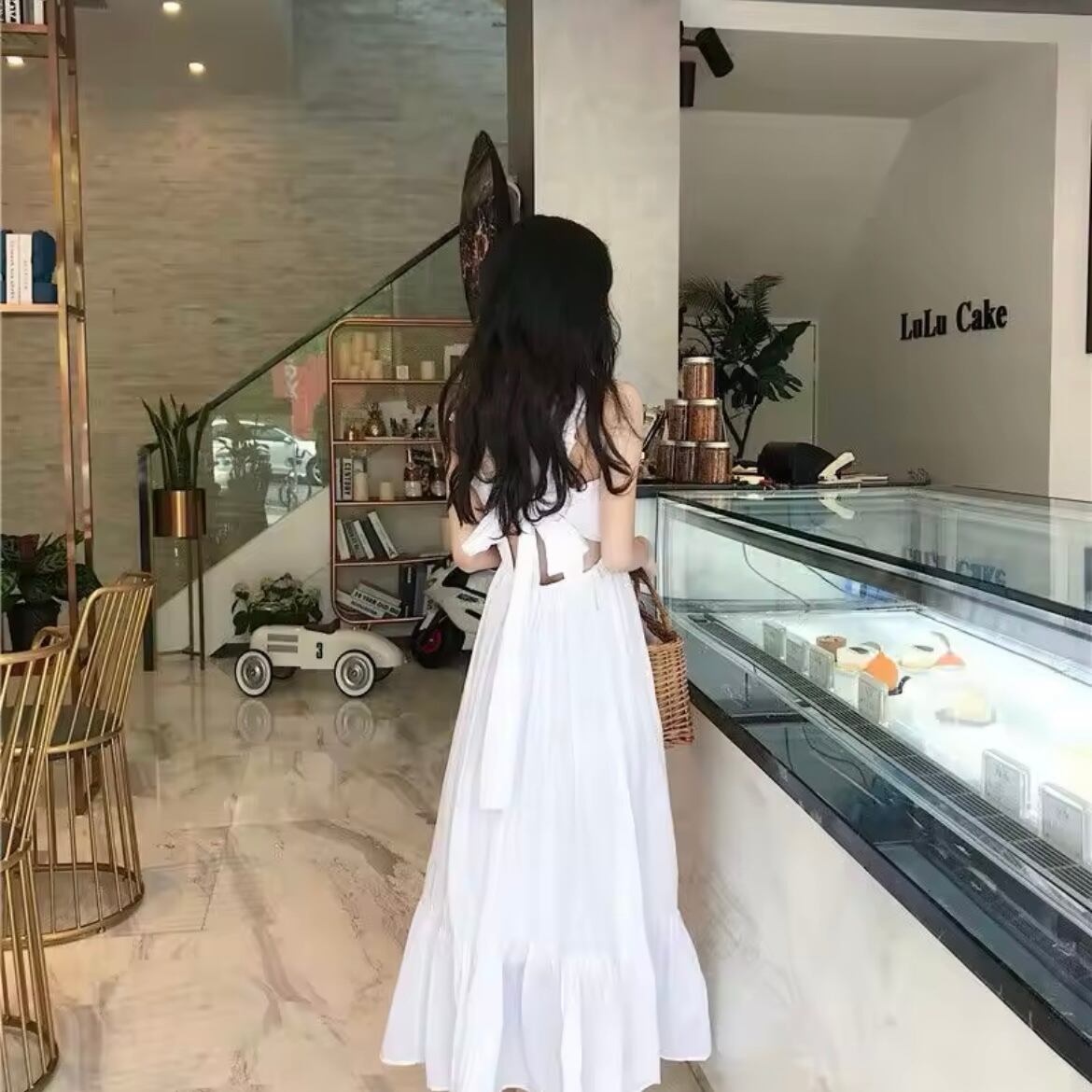 ロングフレアバックリボンサマードレス