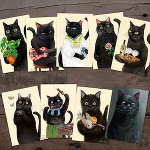 I❤︎黒猫!! ポストカードセット 9枚 / Black Cat Postcard Set of 9