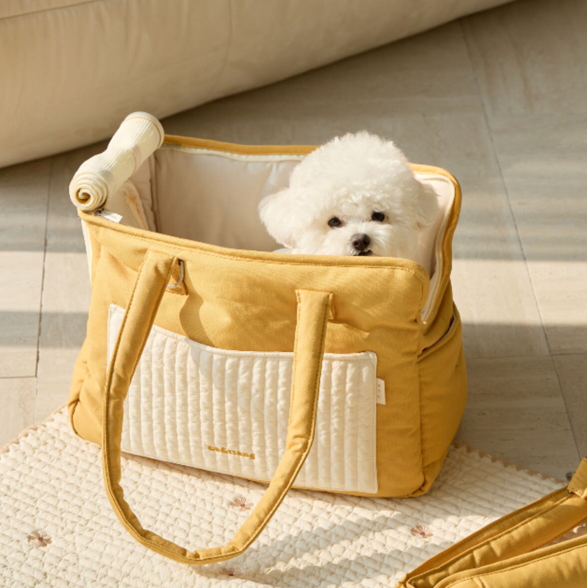 L/即納【ba&ttang】Quilted pocket two in one shoulder bag (mustard)