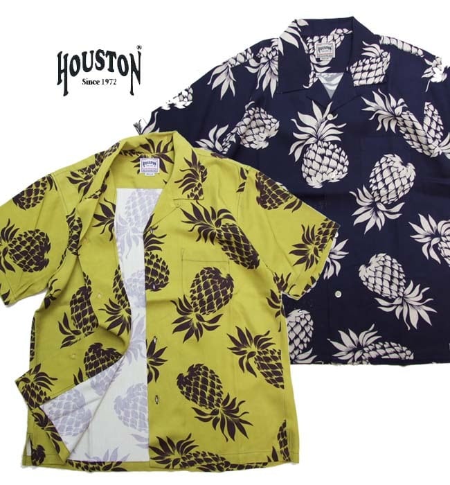 HOUSTON シャツ アロハシャツ 41194 パイナップル柄 半袖 開襟シャツ