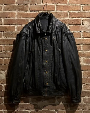 【Caka act3】80's〜90's Various Gimmick Euro Vintage Loose Leather Jacket