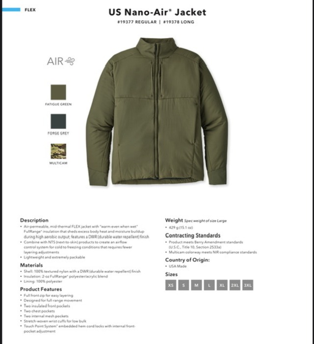 パタゴニア ナノエアジャケット ロストアロー MARS PCU Patagonia US Nano-Air Jacket Lost Arrow XL 画像18