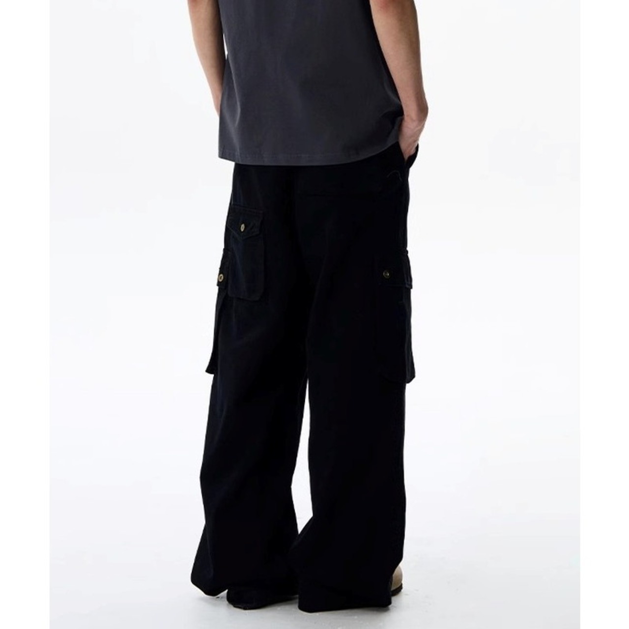 Pocketed Loose Fit Wide Leg Pants ◇2color H0725