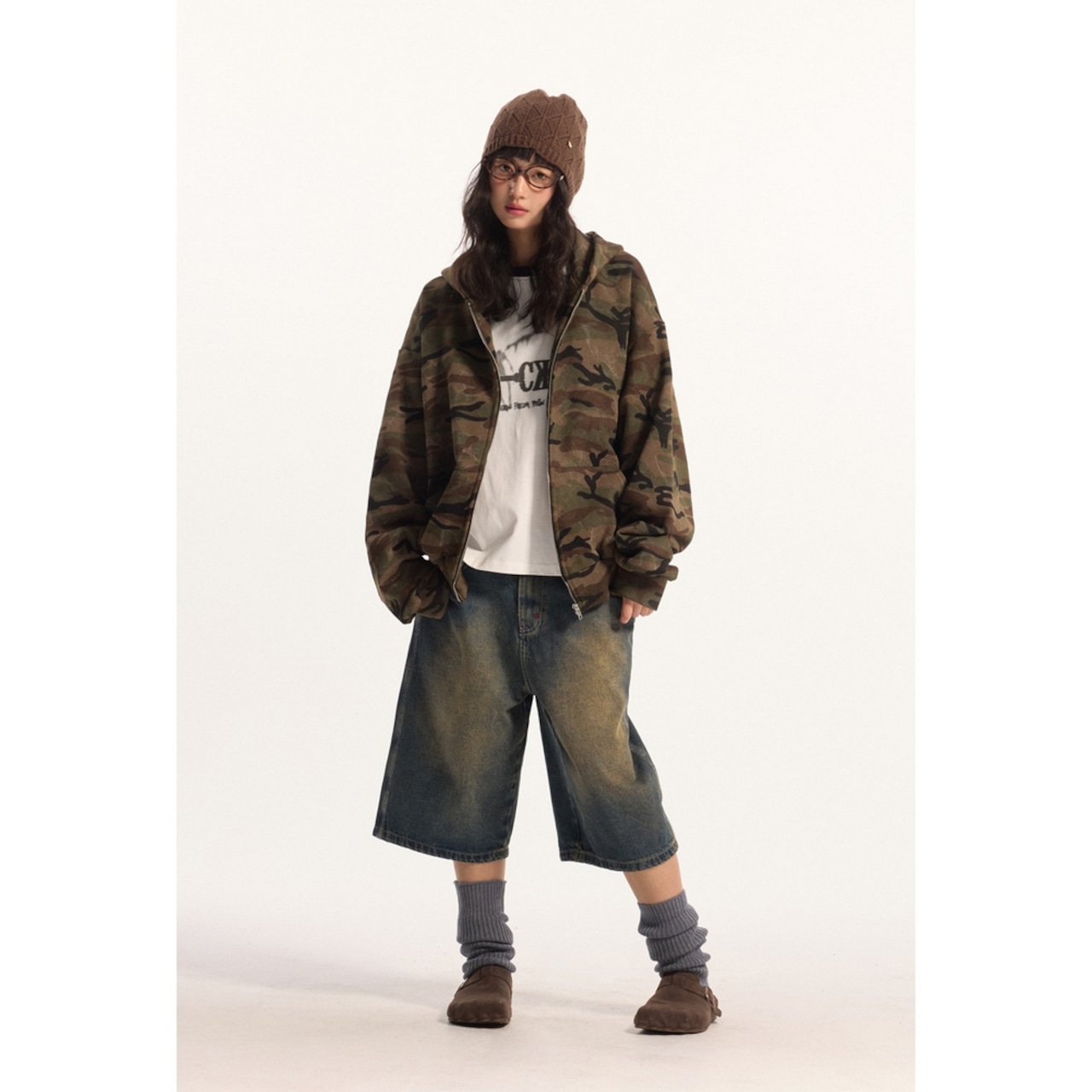 VINTAGE ストリート 迷彩ジップパーカー T2006