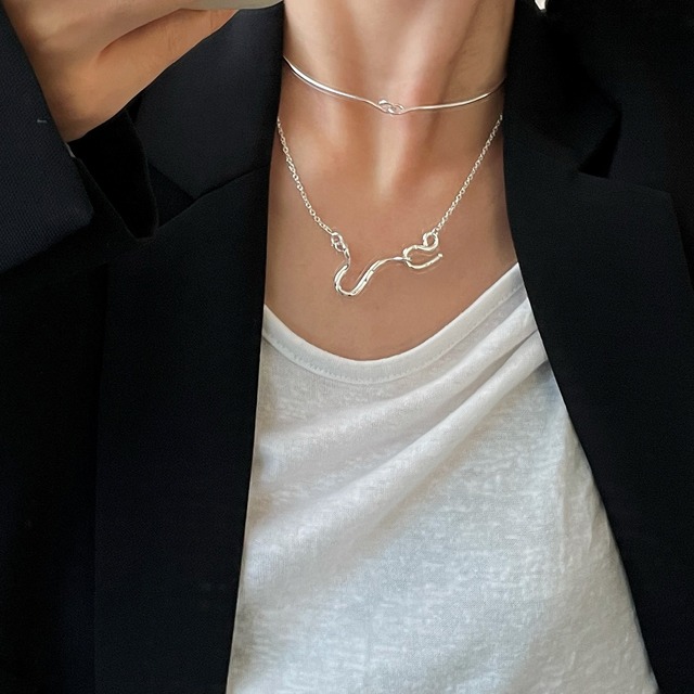 S925【silver/gold】 hook choker (N211-2)