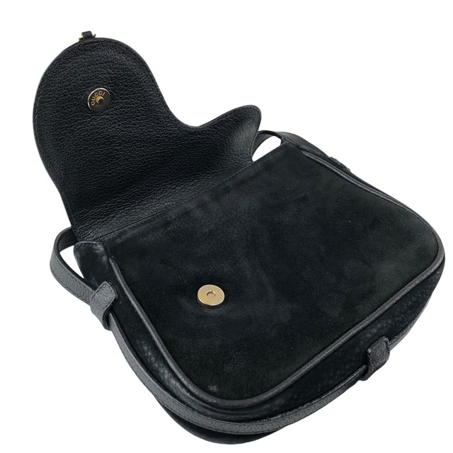 GUCCI グッチ ショルダーバッグ ブラック ホースビット サドル スエード ミニバッグ wevswd