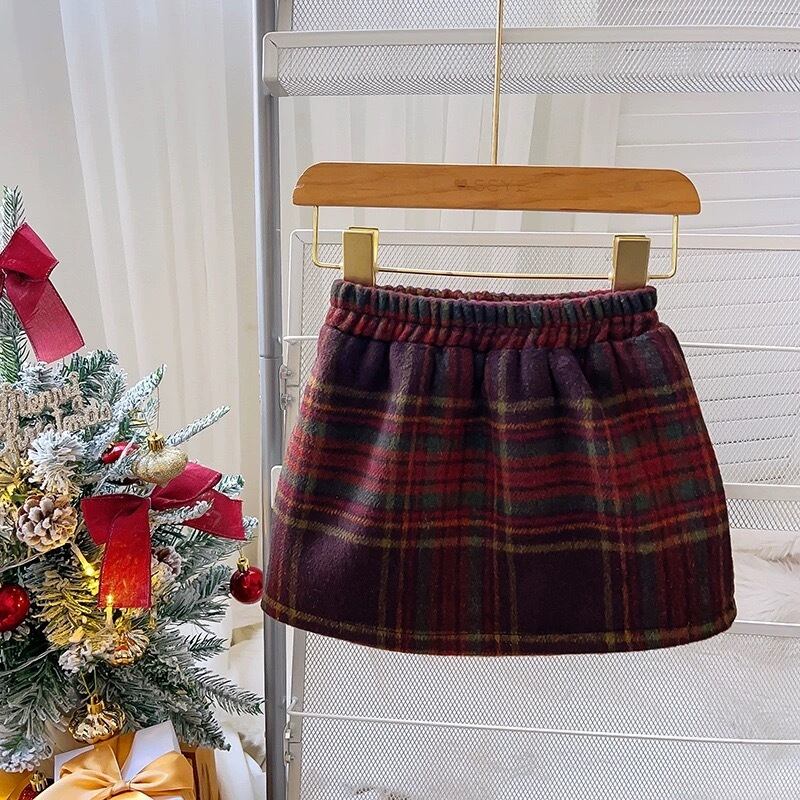 2点セット】 ケープ スカート 女の子 赤チェック柄 マント 冬